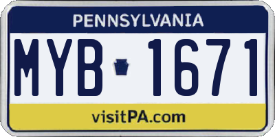 PA license plate MYB1671