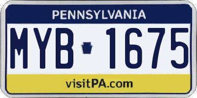 PA license plate MYB1675