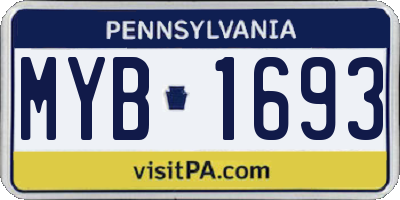 PA license plate MYB1693