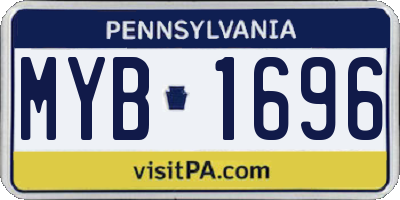 PA license plate MYB1696