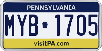 PA license plate MYB1705