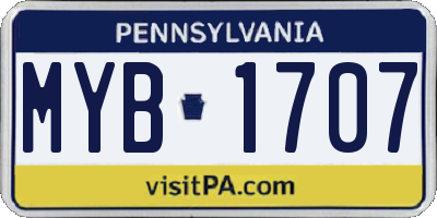 PA license plate MYB1707
