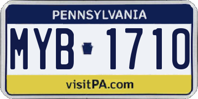 PA license plate MYB1710