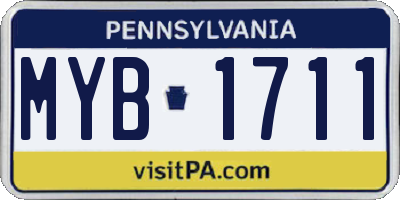 PA license plate MYB1711