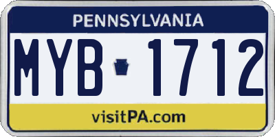 PA license plate MYB1712
