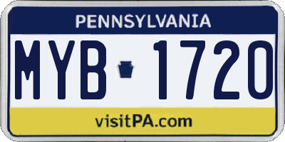 PA license plate MYB1720