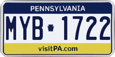 PA license plate MYB1722