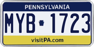 PA license plate MYB1723