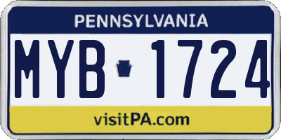 PA license plate MYB1724
