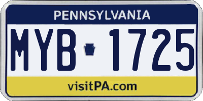 PA license plate MYB1725