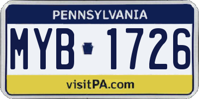 PA license plate MYB1726