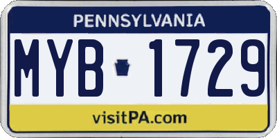 PA license plate MYB1729