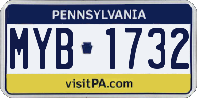 PA license plate MYB1732