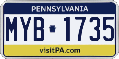 PA license plate MYB1735