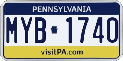 PA license plate MYB1740