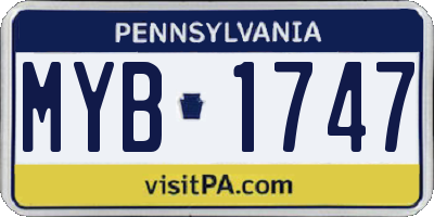 PA license plate MYB1747