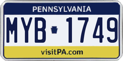 PA license plate MYB1749