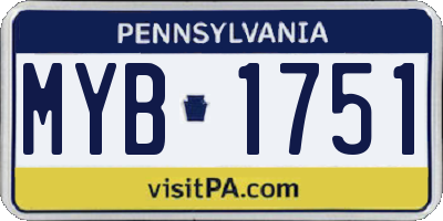 PA license plate MYB1751