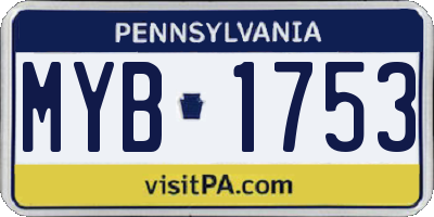 PA license plate MYB1753