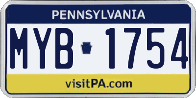 PA license plate MYB1754