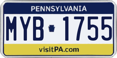 PA license plate MYB1755