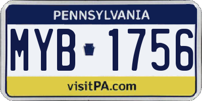 PA license plate MYB1756