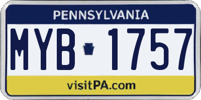 PA license plate MYB1757