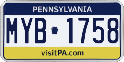 PA license plate MYB1758