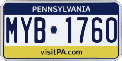 PA license plate MYB1760