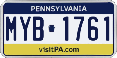 PA license plate MYB1761