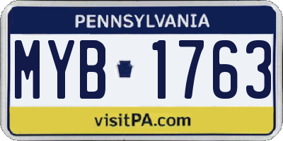 PA license plate MYB1763