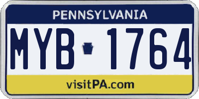 PA license plate MYB1764