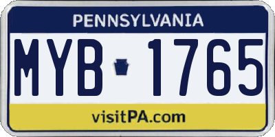 PA license plate MYB1765