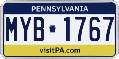 PA license plate MYB1767