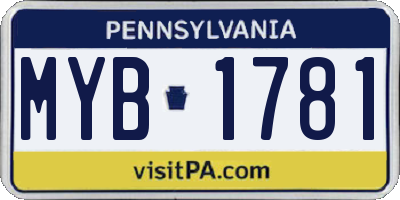 PA license plate MYB1781