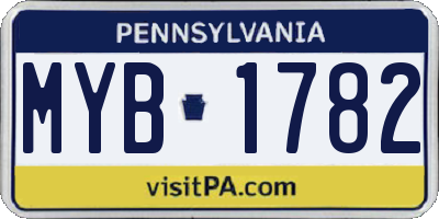 PA license plate MYB1782