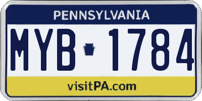 PA license plate MYB1784