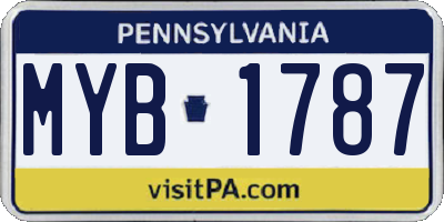 PA license plate MYB1787