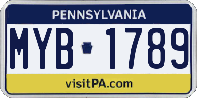 PA license plate MYB1789