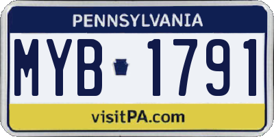 PA license plate MYB1791