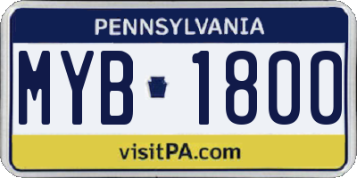 PA license plate MYB1800