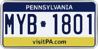 PA license plate MYB1801