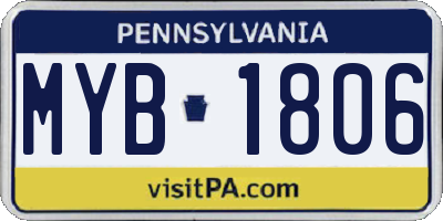 PA license plate MYB1806