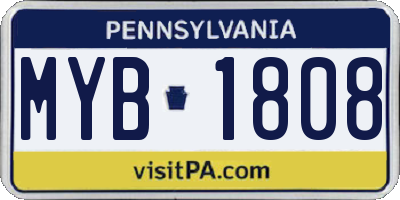PA license plate MYB1808