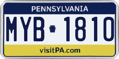 PA license plate MYB1810