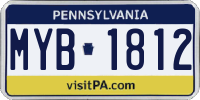 PA license plate MYB1812