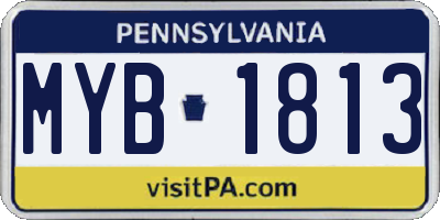 PA license plate MYB1813