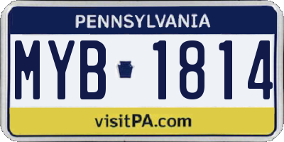 PA license plate MYB1814