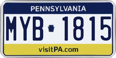 PA license plate MYB1815