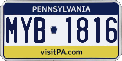 PA license plate MYB1816